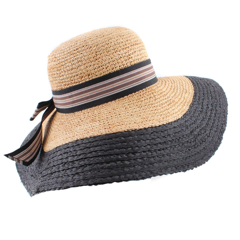 Midnight Riviera Wide Brim Raffia Hat