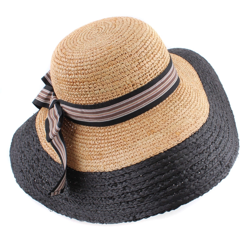 Midnight Riviera Wide Brim Raffia Hat