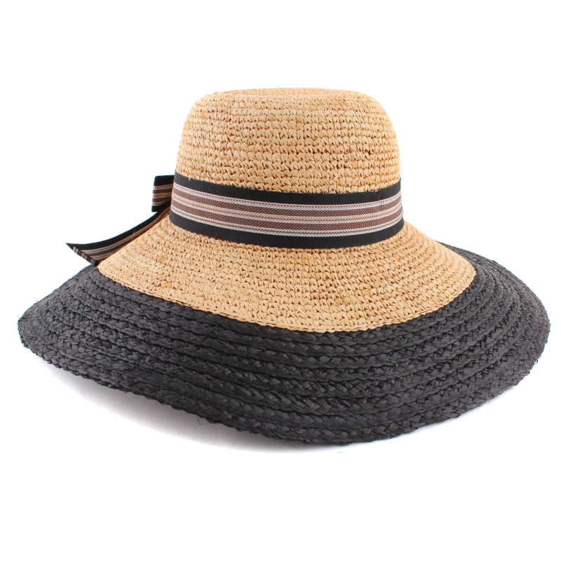Midnight Riviera Wide Brim Raffia Hat