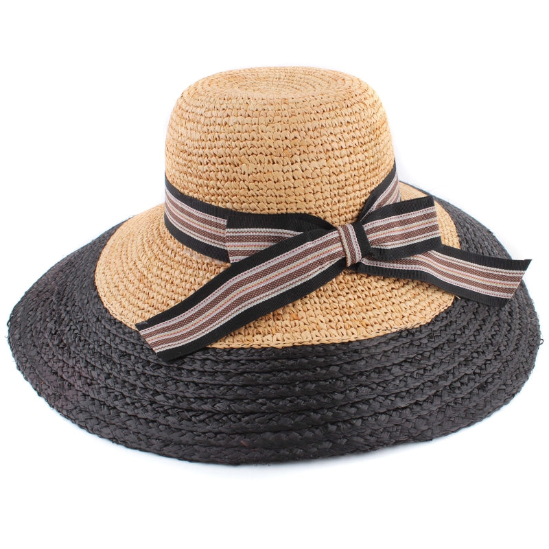 Midnight Riviera Wide Brim Raffia Hat