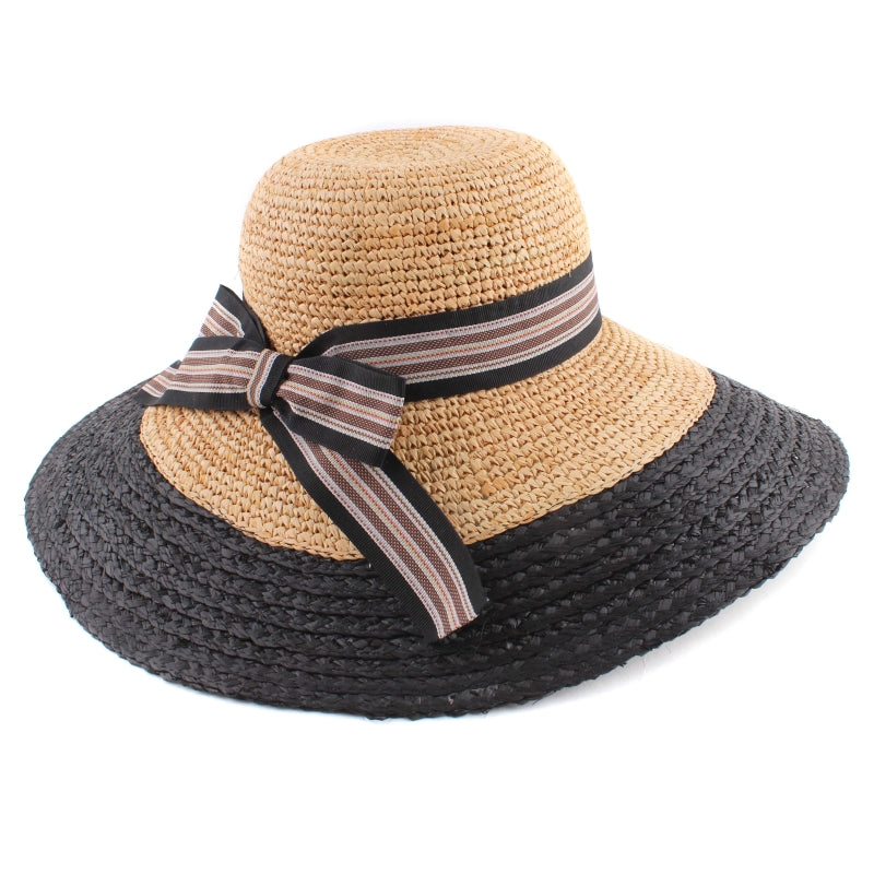 Midnight Riviera Wide Brim Raffia Hat